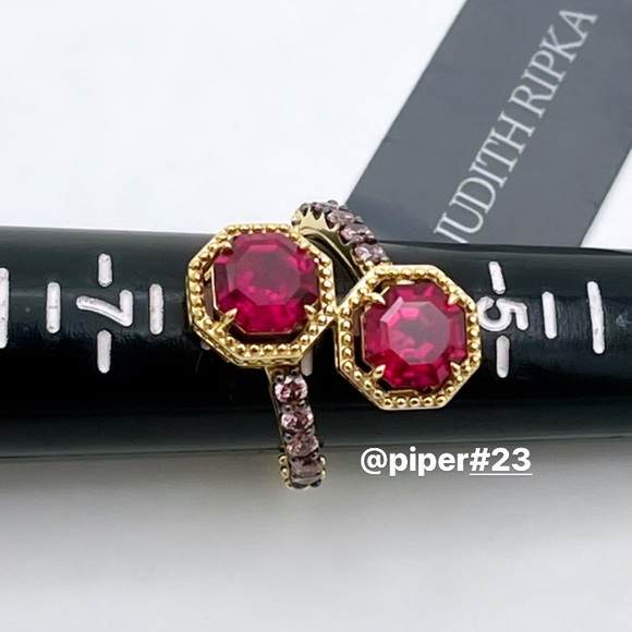NWT Judith Ripka 14K Gold Clad Casablanca Ruby & Rhodolite Bypass Ring - size 6 - Picture 9 of 12
